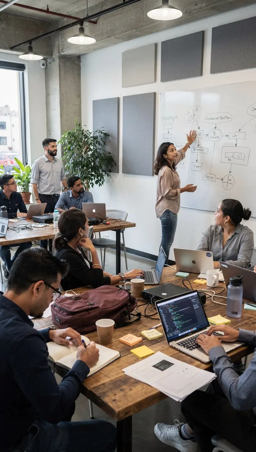 Business professional using tablet to monitor automated software processes remotely